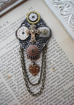 Steampunk Gothic Cross Brooch