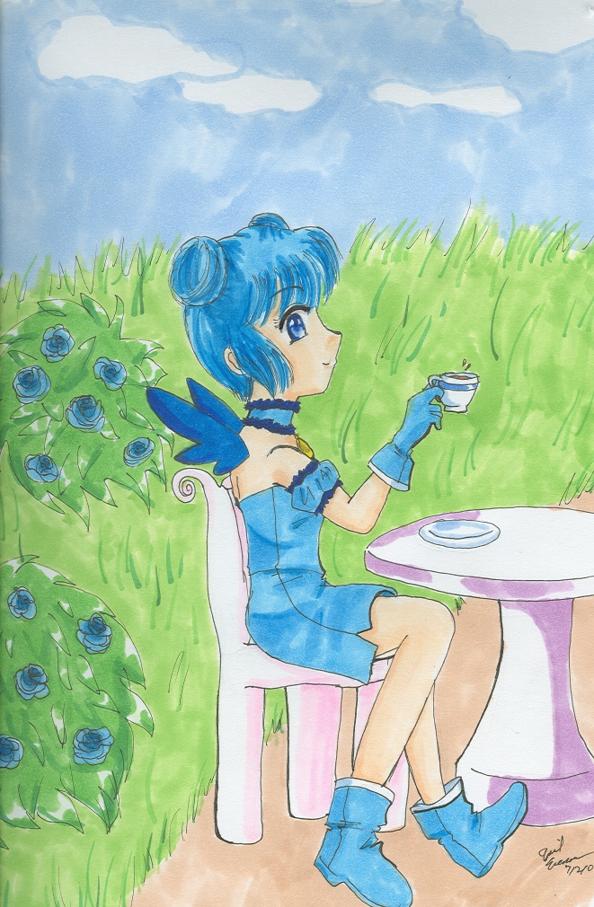 Blue Bird having Afternoon Tea