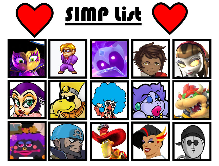 My Simp List... Yeah... by MissGoldCat on DeviantArt