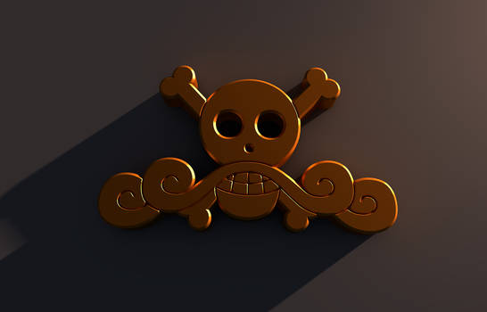 Golden Jolly Roger in 3D