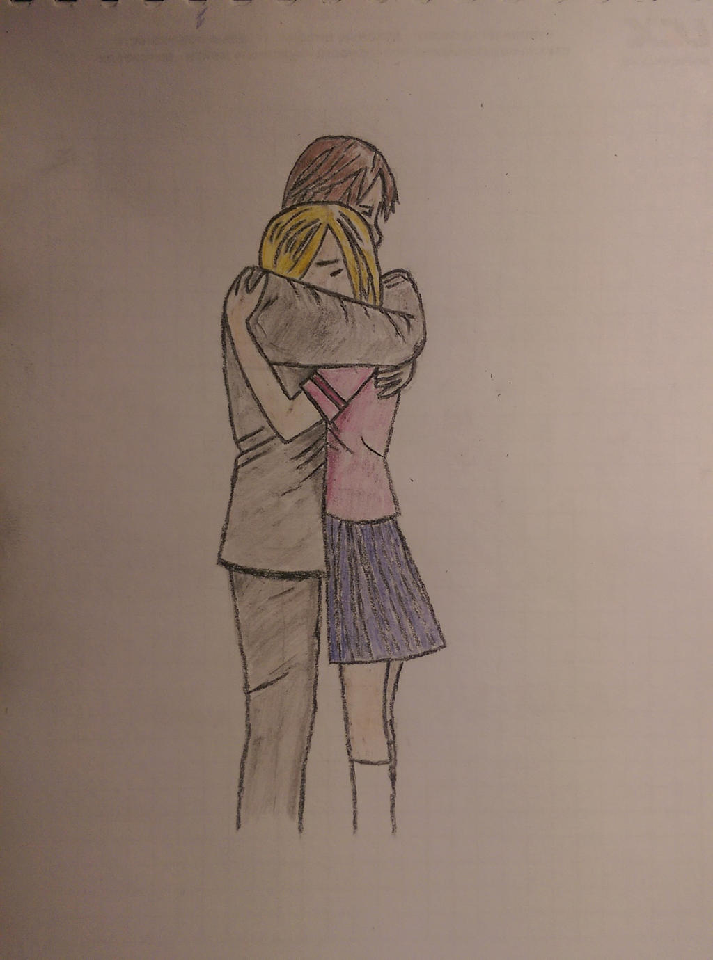 Anime boy and girl hugging by kaisft on DeviantArt