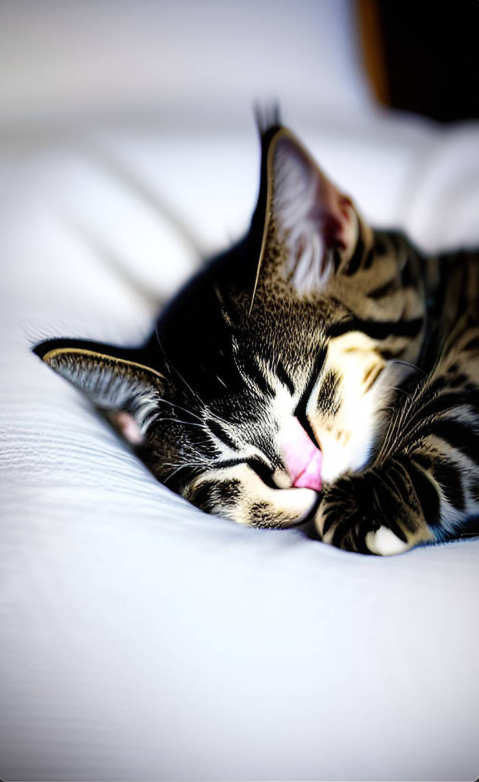 Kitten sleeping on bed 3 by solar-wind on DeviantArt