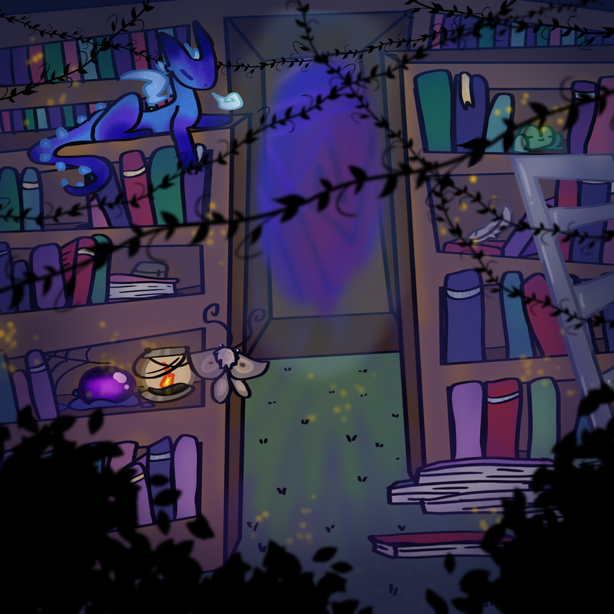 Overgrown Library by meowmix1995 on DeviantArt