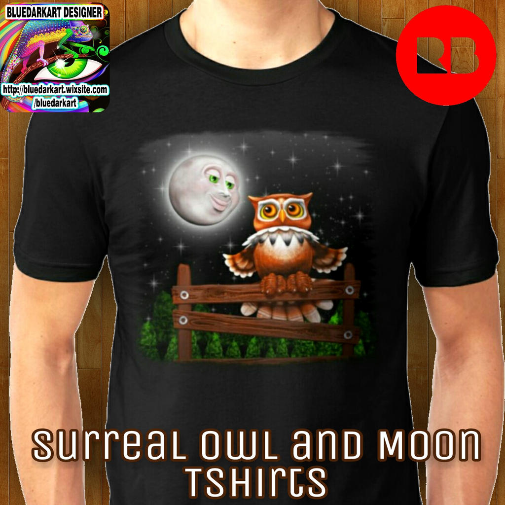 Surreal Owl  Moon Tees  by BluedarkArt