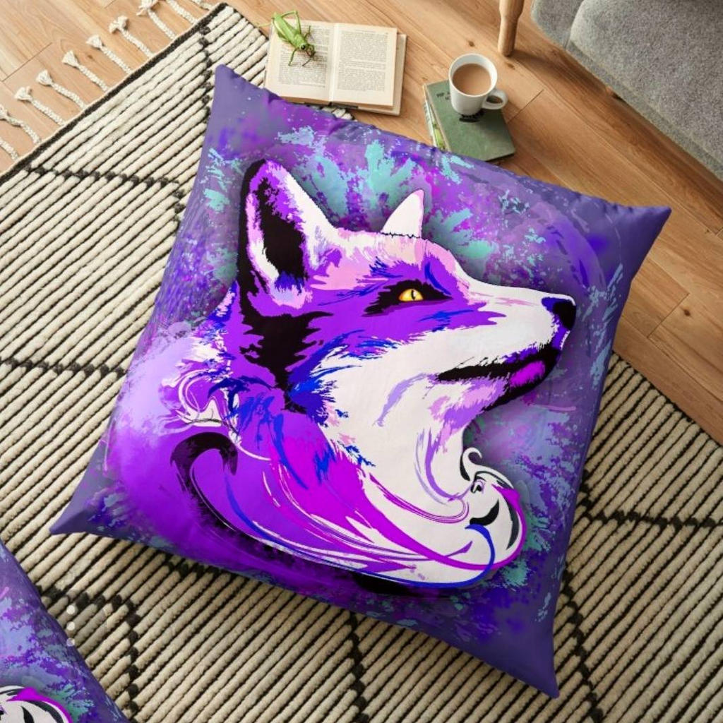 Purple Fox Spirit Pillows by Bluedarkart 