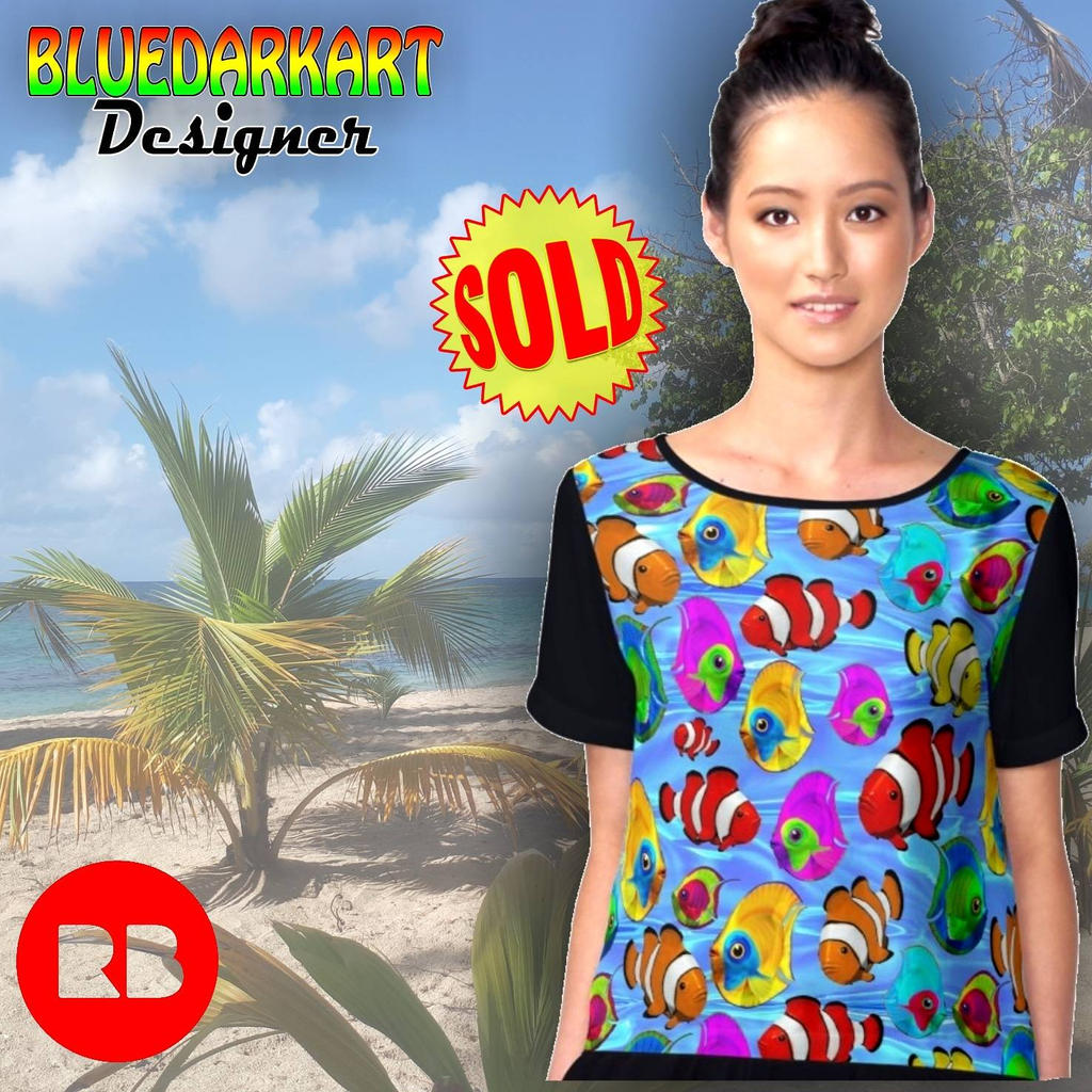 Tropical Fish Pattern Chiffon Tops by BluedarkArt by Bluedarkat