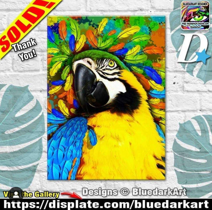 Gold Blue Macaw Fantasy by BluedarkArt by Bluedarkat