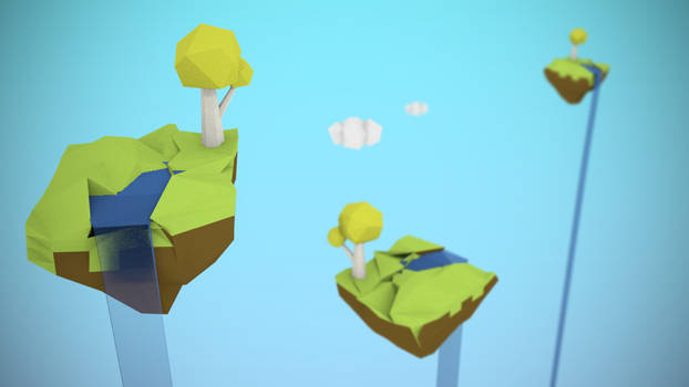 Low Poly Floating Island Scene