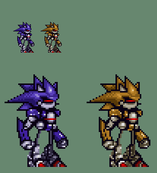 Semi Super Mecha Sonic Sprites by sonicmechaomega999 on DeviantArt