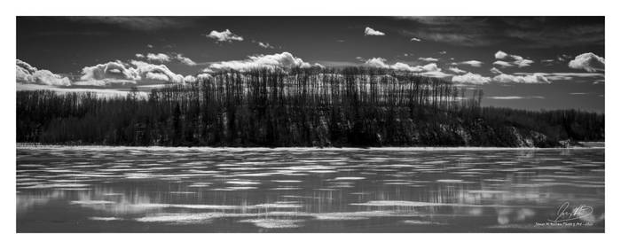 Spring Comes to the Frozen Lake BW