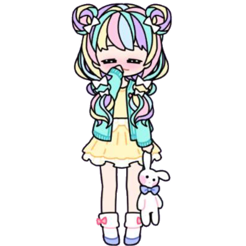 Shy Pastel Girl with Stuffed Bunny