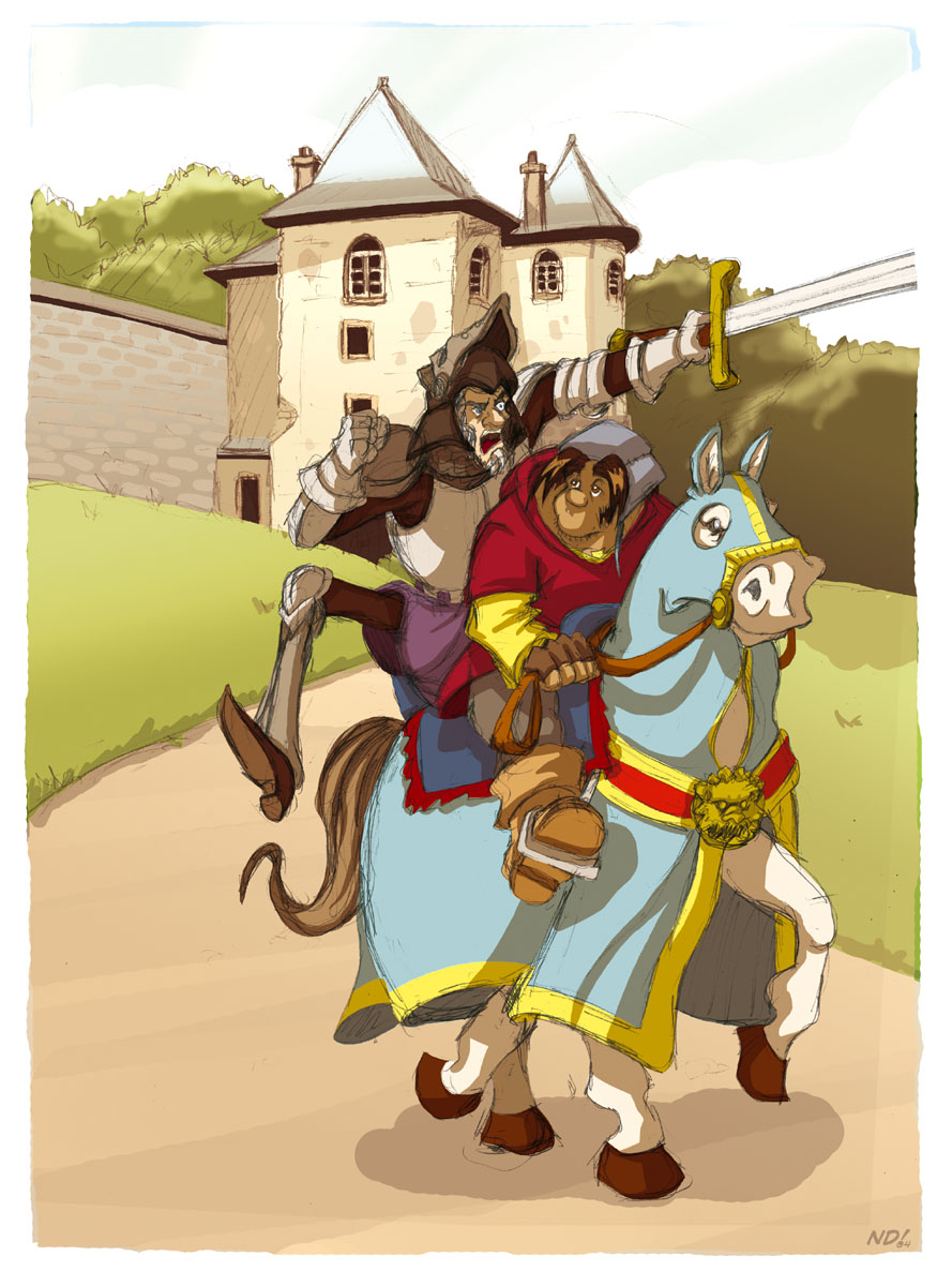 Pedro and Jang on horseback