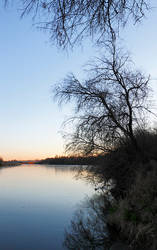 Winter river sunrise