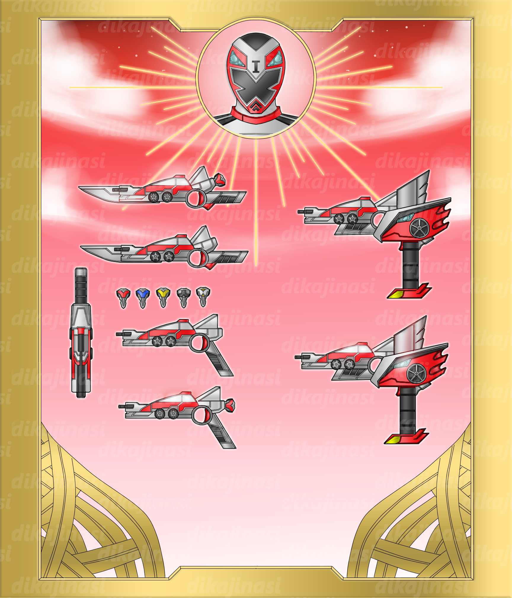 Power Rangers Crystal Racers Swords Power Rangers Beast Racers Weapon Red Combine by dikamenrider on DeviantArt