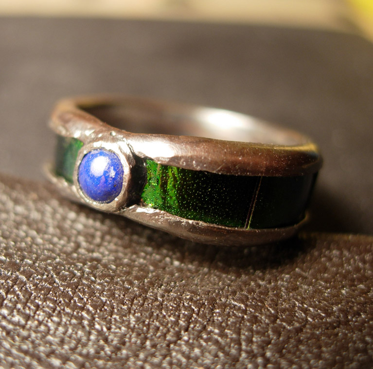 Lapis and Beetleshell Ring