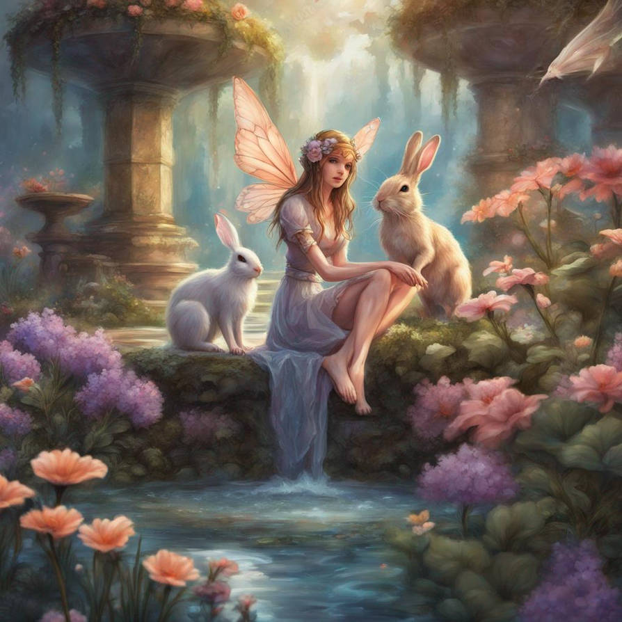 Fairy Rabbani Fairy with rabbits chilling by ashvillia on DeviantArt
