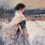 She walks where winter hushes breath