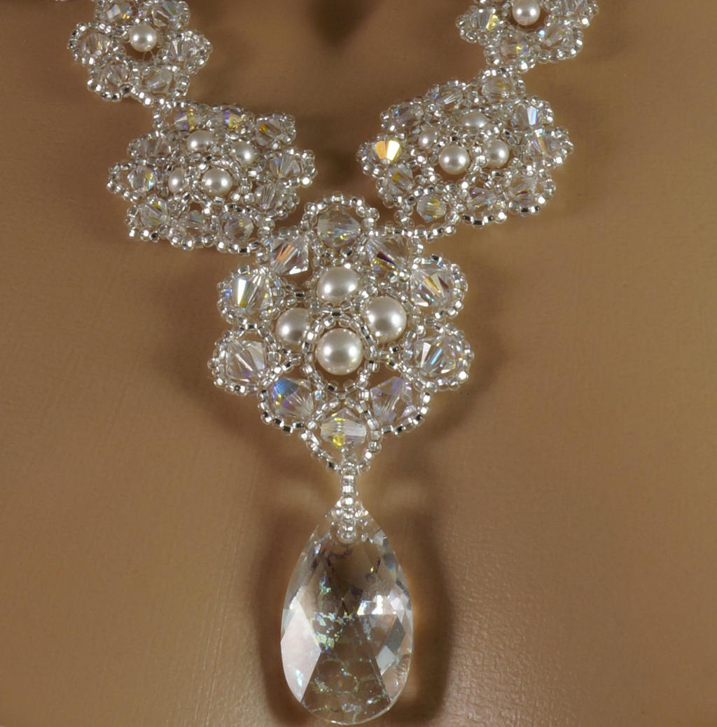 White Patina Swarovski Crystal Bridal Necklace