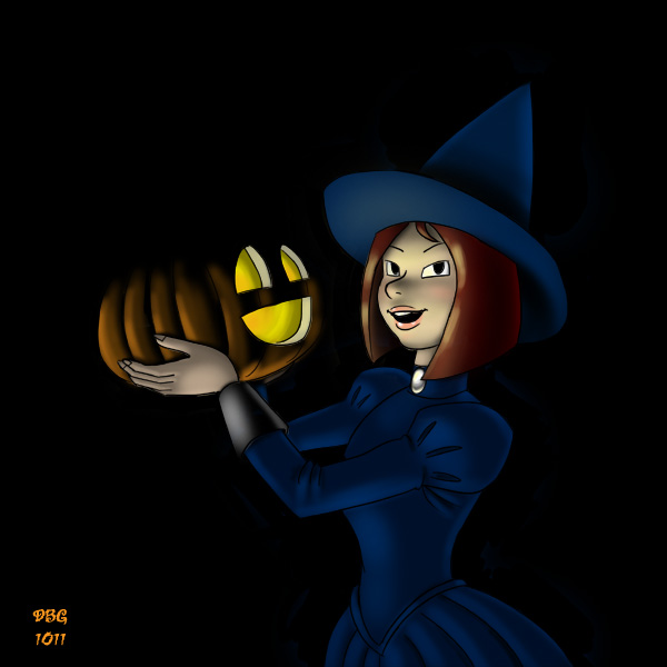 Halloween: Witch and Pumpkin