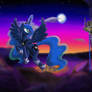 The moon rises