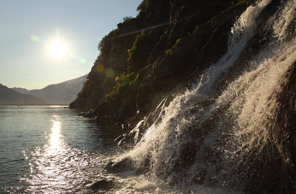 Sunset waterfall by Rogue-alien on DeviantArt