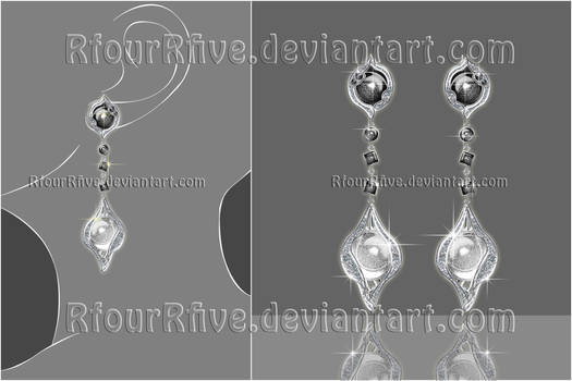 Earing Design 01 [Black White Jewels]