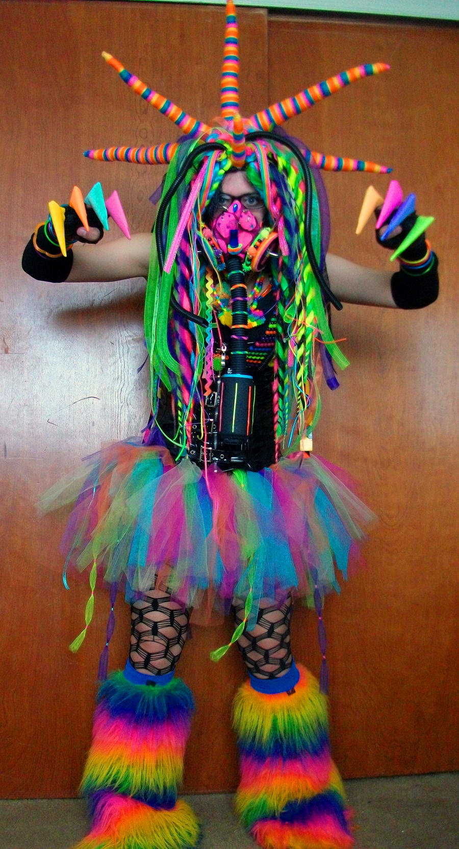 Rainbow cybergoth raver outfit - 1