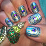Peacock nail art