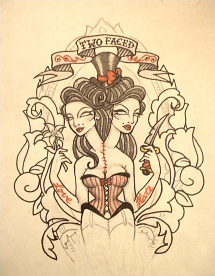 Two Faced Tattoo Design by Dollface801 on DeviantArt