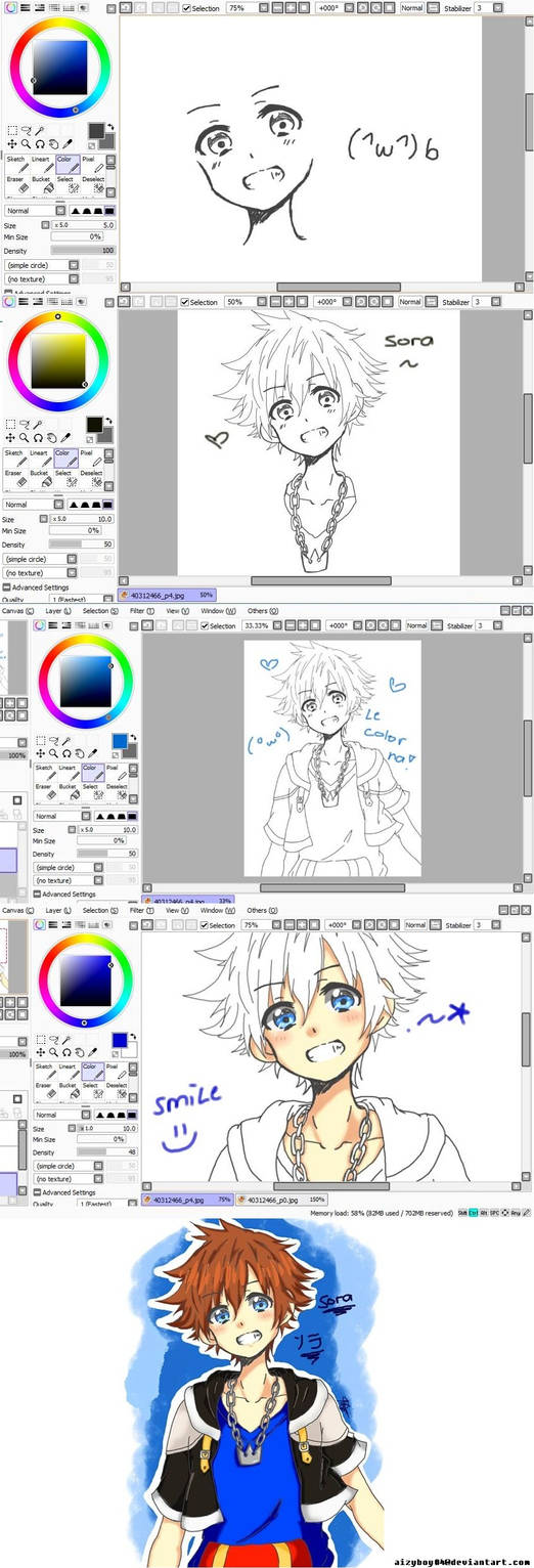 Draw Sora Step by step~ by aizy-boy04 on DeviantArt