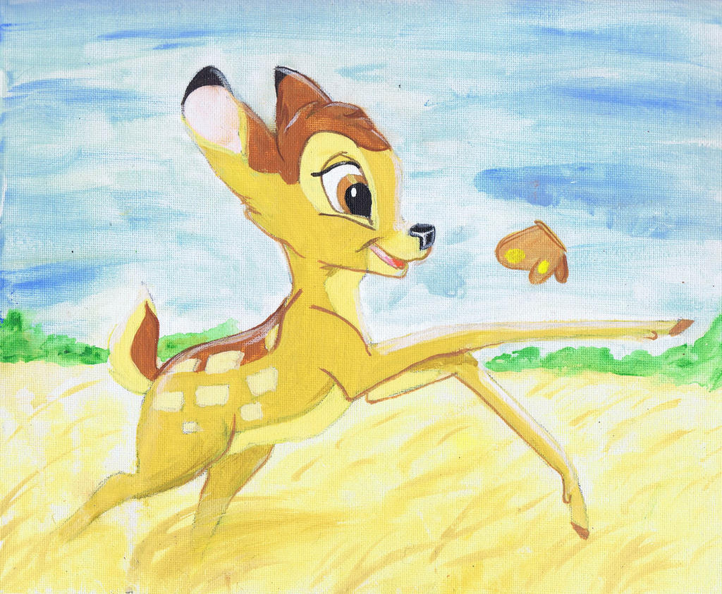 Bambi watercolor on canvas