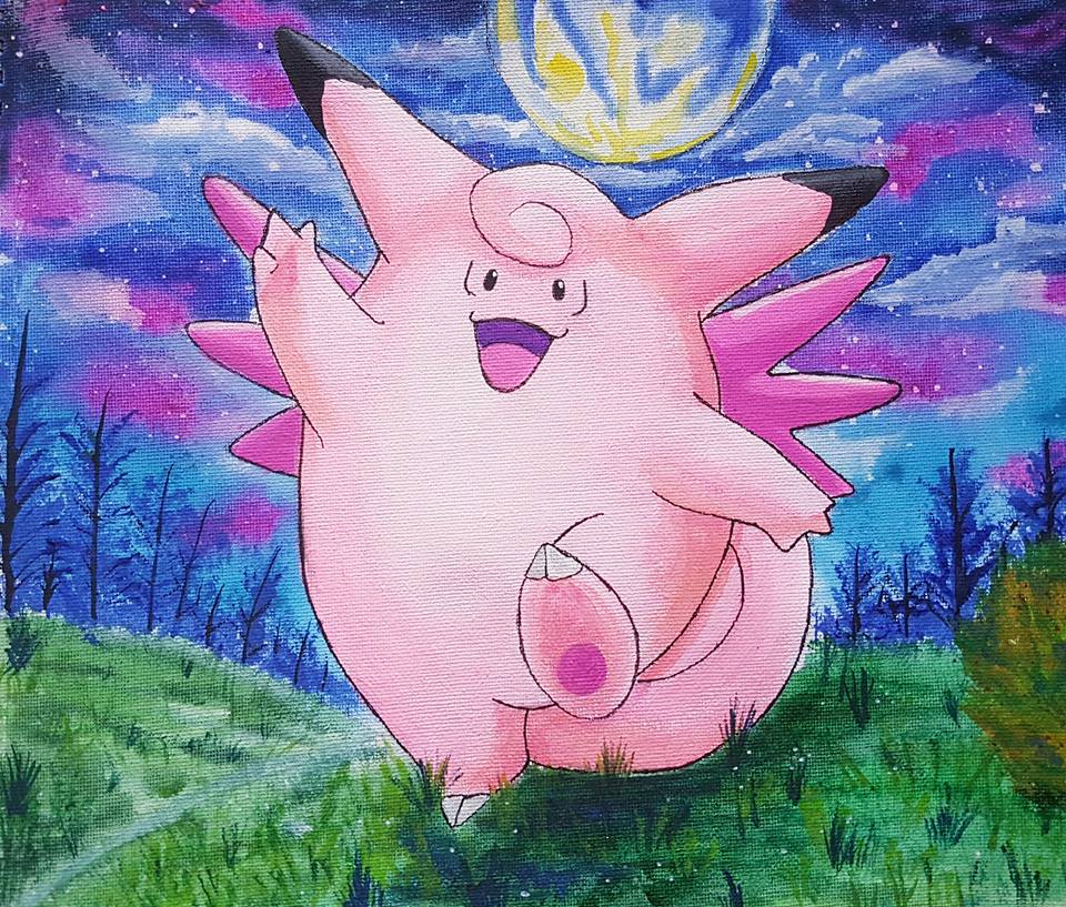 Clefable pokemon painting by LightningChaser on DeviantArt