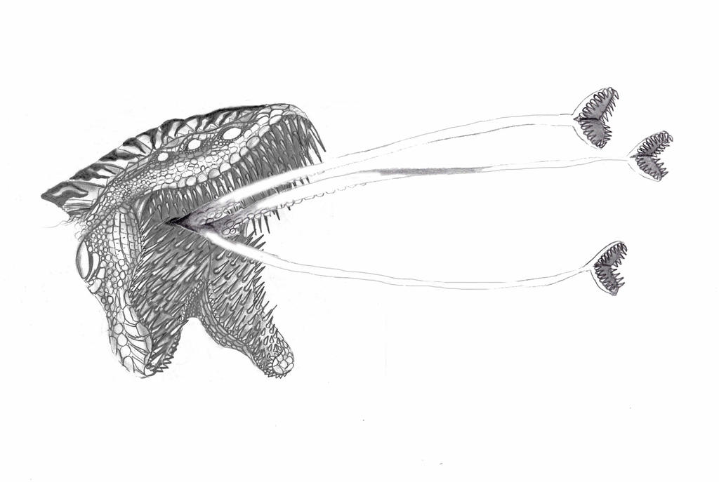 Kyron Example Kyron Sketch 3 with Tongues/Secondary Mouths by PBnJellyfish on DeviantArt