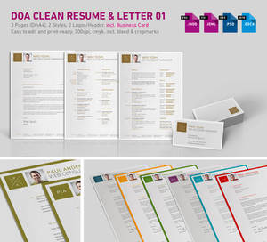 DOA Clean 3-Part Resume 01 incl. Business Card