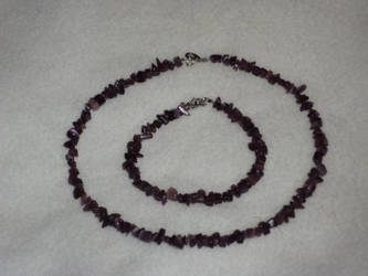 Amethyst chips necklace and matching bracelet