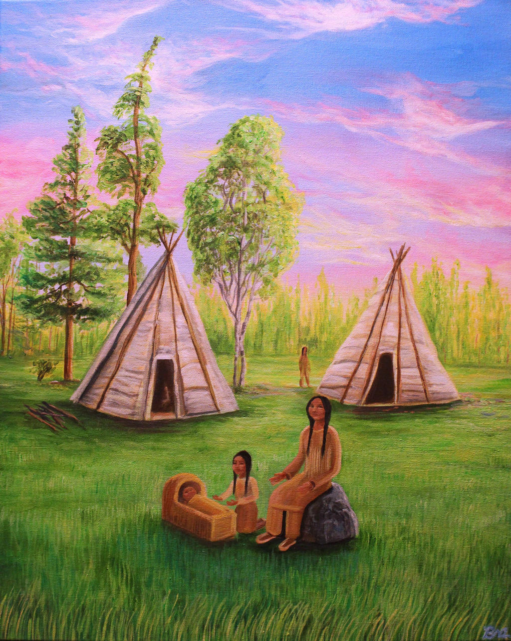 Mi'kmaq Family Sitting Together