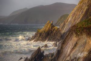 Sunrise over stormy seas