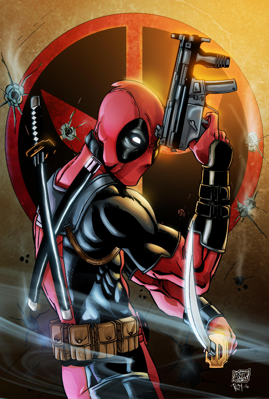 Deadpool Inks By Antonioagustinho-Colored by royhobbitz on DeviantArt