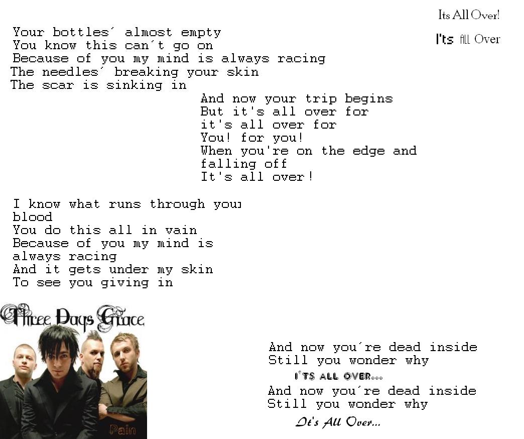 Three Days Grace - Car Crash, Lyrics on screen