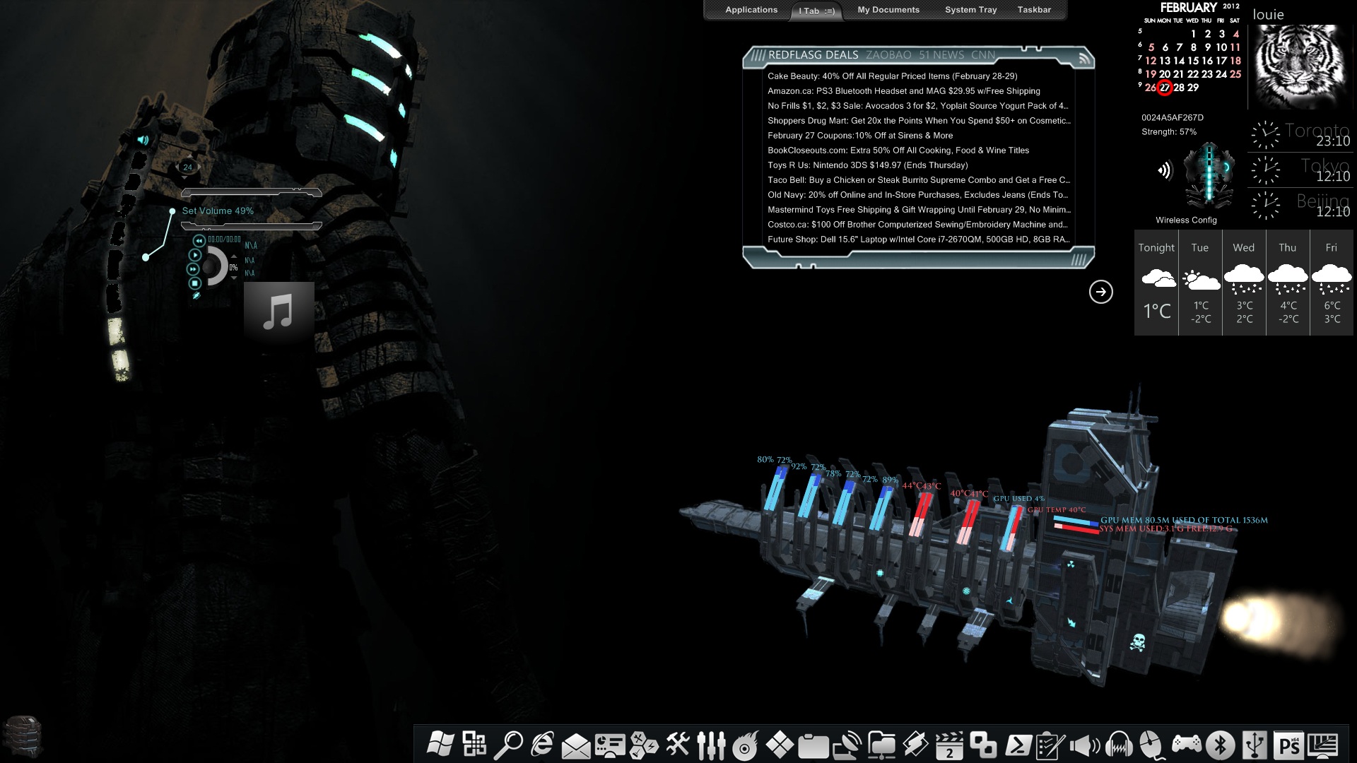 rainmeter dead space rig theme screen shoot