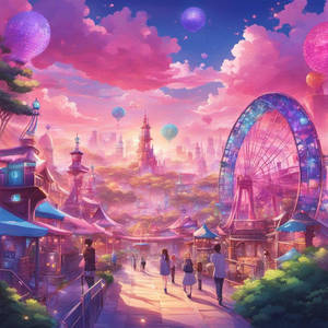 Pink Purple Blue Theme Park