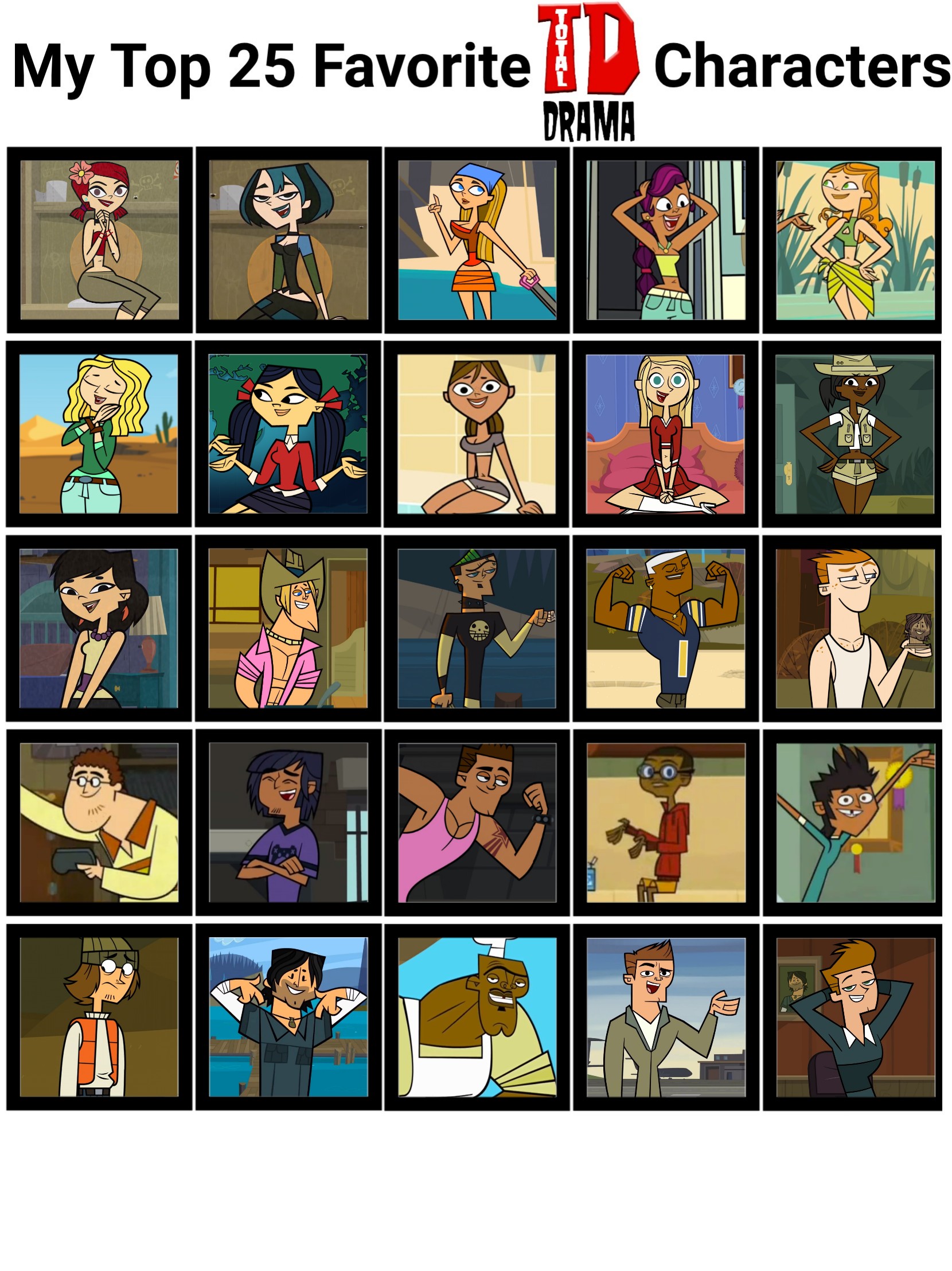 Total drama top 25 favorite characters by fcomendoza on DeviantArt