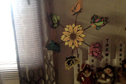 Butterfly and sunflower wind mobile