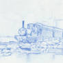 'Gallant Old Engine' Sketch in Blue