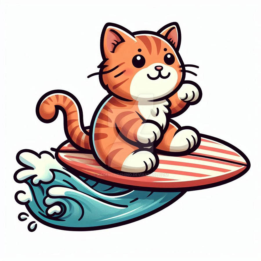 Scarborugh Surf Cat Cat surfing by KagenoHoshino on DeviantArt