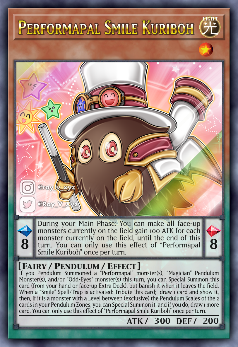 smiling yugioh card Symbol of friendship You can draw cards equal to the number of monsters you control whose current ATK is higher than its original ATK Performapal Smile Kuriboh :) by