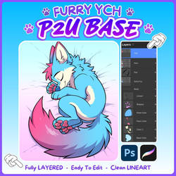 Sleeping Furry P2U Base, Fursona YCH Template