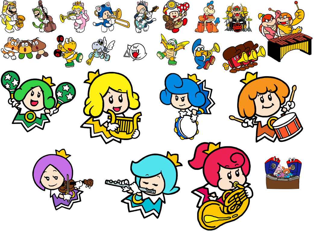 Mario characters playing music by Ruensor on DeviantArt