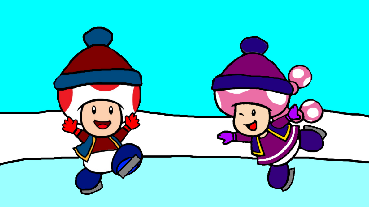 Toad and Toadette ice skating by Ruensor on DeviantArt