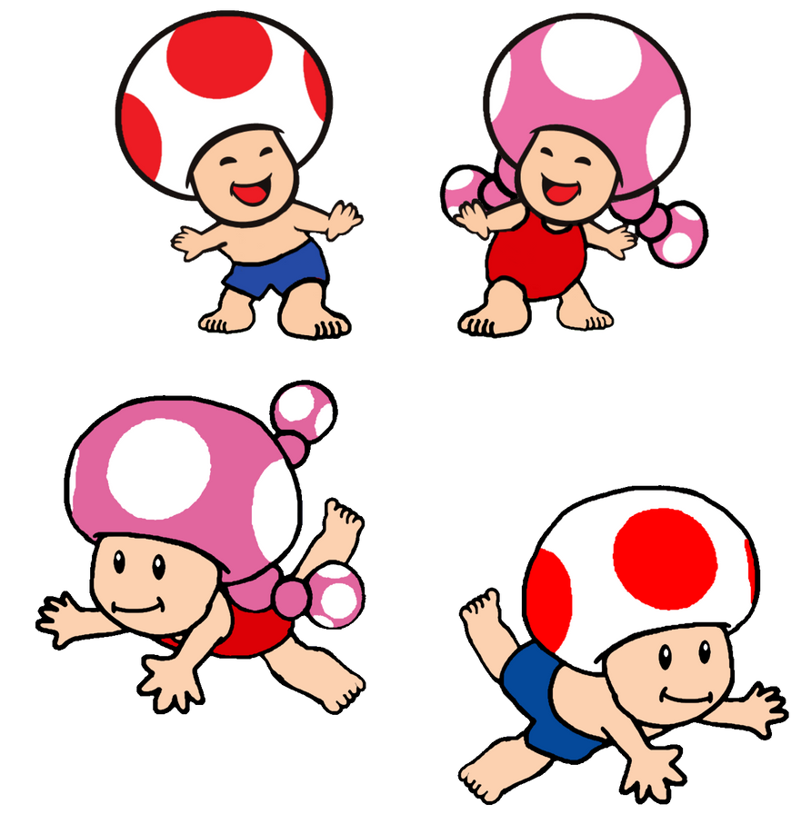 Toad and Toadette's swimsuits 2d by Ruensor on DeviantArt